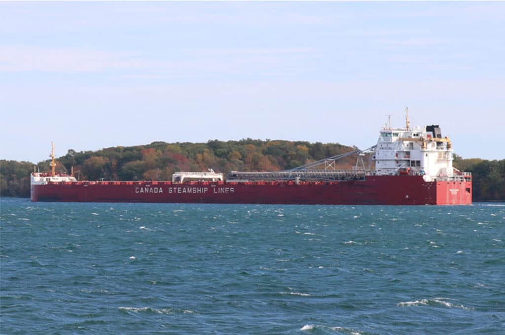 Shipping boat container on seaway.